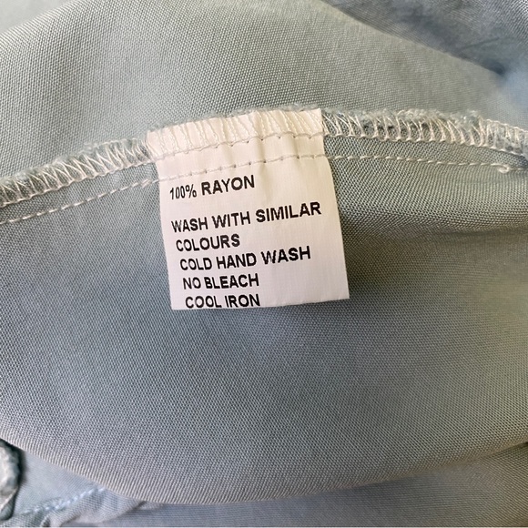 ST FROCK White Green Colourblock Pintuck Rayon Maxi Dress w Pockets Size 12-14 - Picture 5 of 11